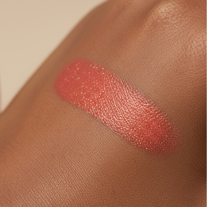 Lipstick swatch on a person's arm with a neutral background